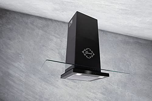 GURARI Wandhaube GCH T 466 90 BL PRIME, Dunstabzugshaube 90 cm 1000m³/h Wandhaube in schwarz mit Glas, EEK A, TouchControl