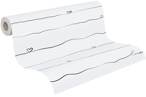A.S. Création Kinderzimmertapete Little Love Tapete mit Herzen PVC-freie Vliestapete schwarz weiß seidenmatt glatt 381403