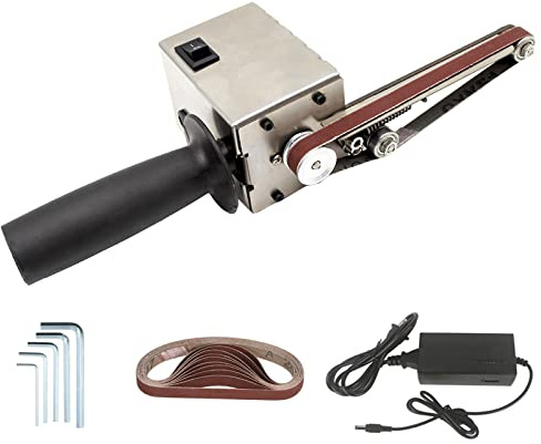 Handheld Mini Belt Sander Electric Sanding Belt Machine 7 Variable Speed Stainless Steel Electric Polishing Grinding Belt Machine 9000RPM Micro Knife Sharpener with 10 Sand Belts,Motor 795