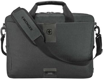 WENGER MX ECO Brief Laptop-Tasche zum Umhängen, Notebook 16 Zoll, Tabletfach, Aktentasche, 15 l, Damen Herren, Büro Business-Reisen Uni, Grau, 612263