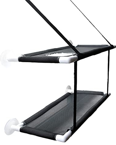 Ailgely Hamaca de Gato, Cama Colgante de Mascota, Asiento para Gato, Malla Doble Hamaca de Gato con Ventosa, Hamaca Colgante de Ventana 60 * 35 * 28 cm Carga Máx. 20KG