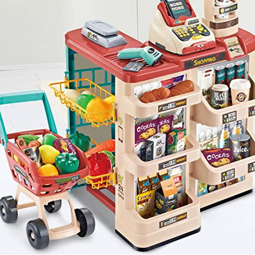Pretend & Play Taschenrechner Kasse Registrierkasse,Spielzeugkasse für Kinder, Spielkasse, Kinderkasse mit Scanner Lernstück Pretend Store (668-76)