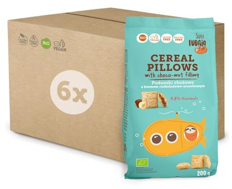 SUPER FUDGiO Bio Frühstücks-Cerealien | Glutenfrei Vegane | ohne Künstliche Aromen | mit Schokoladen-Haselnuss-Creme 200 g (6er Pack)