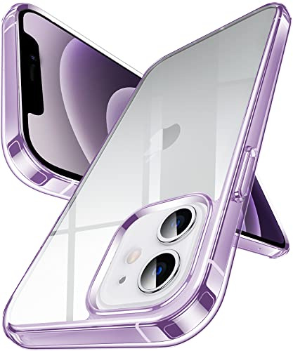 DASFOND Crystal Clear Cover iPhone 12 Mini, Trasparente e Anti-ingiallimento, Retro Rigido e Paraurti in TPU Morbido Custodia Antiurto, Case Ultra Sottile per iPhone 12 Mini 5,4, Lavanda