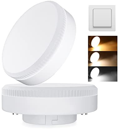 BVCL GX53 LED lampe, Glühbirne GX53 LED, Der Schalter steuert die Dreifarbigkeit, 7W, 600 Lumen, AC/DC 190-260V, Ersetzt Glühbirne 60W GX53 Halogen, 2er Pack