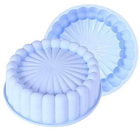 SNSYGN Silikon Backform Rund, 2 Stück Silikonformen Backen Blau Kuchenform Silikon Blumenmuster Kuchenform Tortenboden Backform für Geburtstagsfeier DIY Kuchen