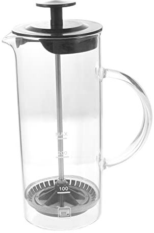 ORFOFE Glass Coffee Press and Milk Frother Pot 480ml Manual Coffee Press with Black Lid for Office and Home Use
