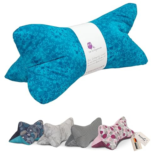 Leseknochen Muster Nackenkissen Handmade in D, waschbar (Blumenranke Aqua)