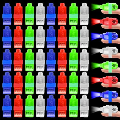 Indrnif 40 Pezzi Torcia a Led con Dita Colorate a Led, Anello a Dito Luminoso, Torce a Led da Agganciare Alle Dita, Torcia per Bambini, per Feste, Balli, Discoteche