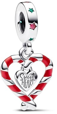 Feitery Coeur de Canne à Sucre Christmas Charms et Perles pour Femme Charm Compatible avec les Bracelets et Colliers Pandora,Cadeaux de Noël