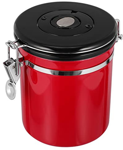 LIFKOME Stainless Steel Sealing Jar Small Red Storage Container for Coffee Food Storage Canister Airtight Kitchen Organizer for Home and Office