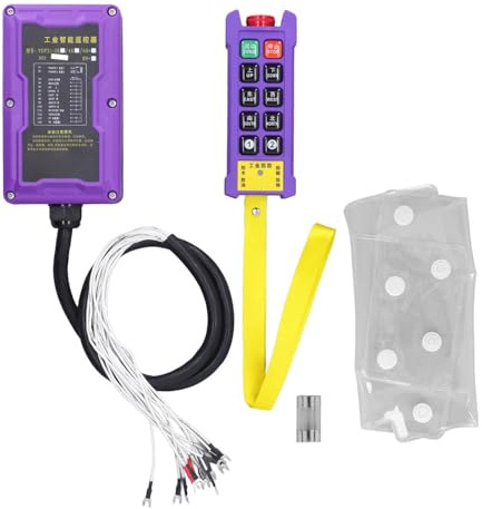 Control Remoto Inalámbrico Industrial, Kit de Control Remoto de Grúa Inalámbrica de 300 M, Protección IP67 Respuesta Rápida LED Altamente Sensible, Accesorios de Polipasto (220V)
