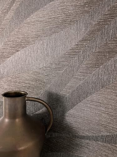 Newroom Tapete Braun Vlies Wellen - Glamour 3D Optik Linienstruktur für Wohnzimmer Schlafzimmer