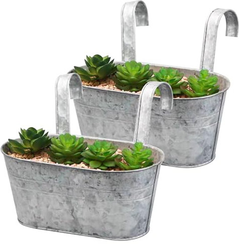 Nchdewui 2-Teilig Blumentopf HäNgend, Blumenkasten Balkon, Blumenkasten Balkon für Dekotation Balkon Draussen Innenwand Garten Wand (Silver)