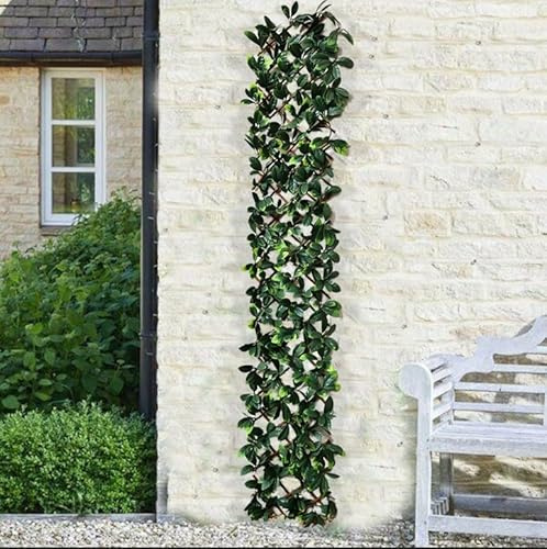 BONAFIDE Expanding Artificial Laurel Leaf Trellis, Expanding Willow Fence with Green Leaf Foliage, Decorative or Privacy Wooden Fences for Gardens, Expanding Artificial Trellis - 180 x 30cm