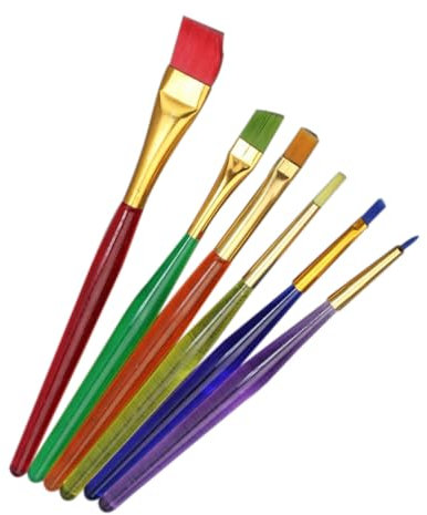 SEWOART 6pcs Cake Icing Brush Set Nylon Painting Fondant Dusting Tools for DIY Sugar Craft Baking Decoration
