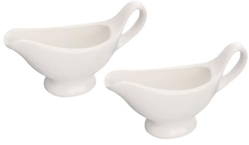Cabilock Ceramic Gravy Boat 6.10X3.54X1.96In Porcelain Sauce Server Set of 2 with Handle for Gravy Sauce Salad Dressings Condiments Ideal for Kitchen Dining Entertaining