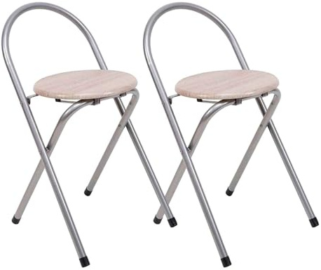 THE SECRET HOME - Pack de 2 Sillas Plegables - Sillas Plegable de Metal y Madera - Decoración para el Hogar - Ideales para Cocina (Alto. 67 cm x Largo. 38 cm - Plateado)