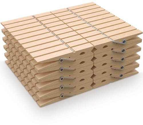 PORTENTUM Mollette per Bucato in Legno, Confezione da 100, Naturale. Perfette per Stendibiancheria e Uso Domestico, Resistente all'Esterno, Lunga Durata, Ecologiche e Sostenibili, Misure 7,5x1,0x1,3cm
