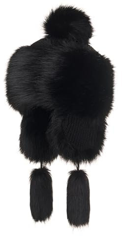 Futrzane Classic Mütze mit Ohrenklappen - Fliegermütze Damen - Russische Hut (L, Schwarz Classic)