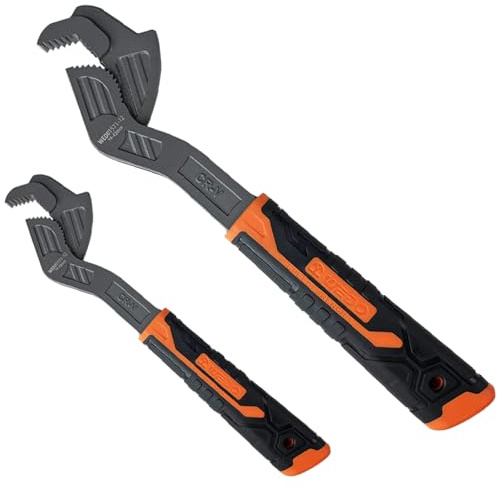 WEDO Juego de llaves multifunción de 2 piezas, tamaño 6 pulgadas + 8 pulgadas, llave ajustable universal, acero CR-V, mango de goma antideslizante, llave con resorte, llave inglesa, llave de tubo