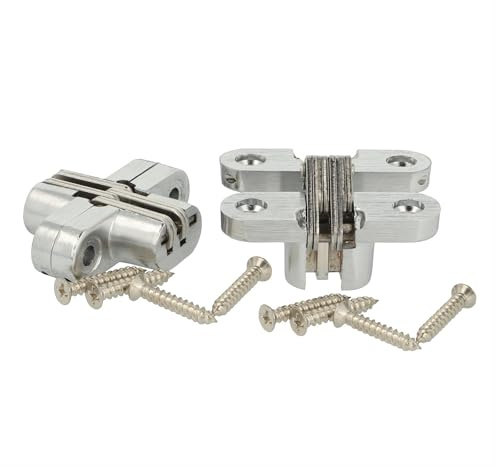 SOTECH 1 Paar Einfrässcharnier VICI 45 x 13 mm Öffnungswinkel 180° | Türscharnier mit Bandarm aus Edelstahl, Einlassscharnier zum Schrauben für Möbeltüre, Truhen, Klapptische