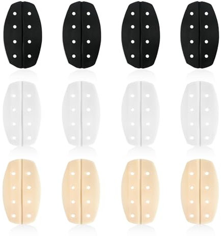 12 Stück BH Trägerpolster, Weiche Silikon BH Träger Schulterpolster Damen Atmungsaktiv und rutschfest BH Träger Halter BH-Zubehör, Schmerzlinderung (Weiß, Schwarz, Beige)