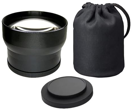 Objectif de conversion téléobjectif noir compatible avec Kodak Z650 (2,2X) (adaptateur d'objectif inclus)