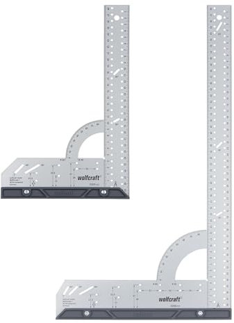 wolfcraft Set squadre multiuso - 8654000-2 squadre per misurare, tracciare, disegnare e tagliare in modo guidato