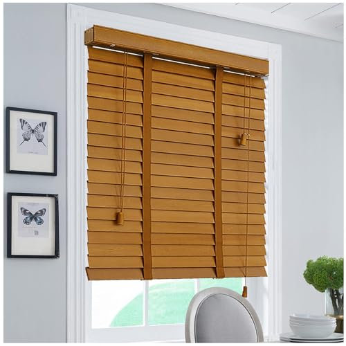 Holzjalousien für Fenster, horizontale Fensterblenden 45/60/85/100/115/120 cm, verstellbare Holzrollos für Zuhause/Büro, B x H 110 x 200 cm