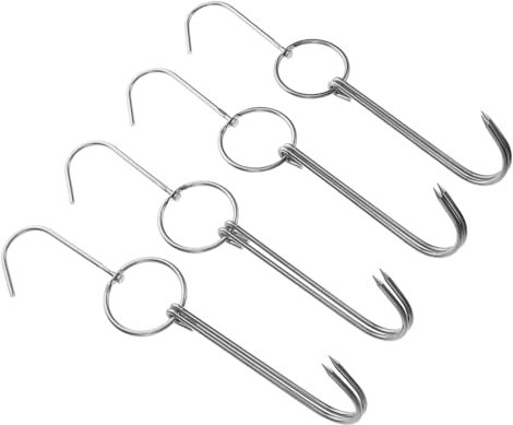 EXHUMKY Crochets De Rôtissage Doubles En Acier Inoxydable 4,2 Mm x 28,5 Cm, Robustes Et Stables Pour Barbecue Plein Air Camping, Lot De 4 Crochets à Viande Polyvalents