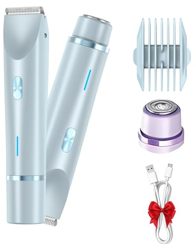 Rasoir Klyne Femme Electrique,2 En 1 Pour Bikini Humide/Sec Gant Exfoliant Offert, Tondeuse Femme Adaptés Aux Peaux Sensibles(Blue)