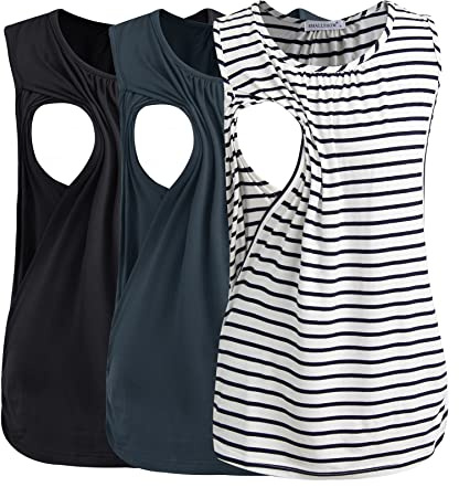 Smallshow 3 Pack Tops Lactancia Mujer Camiseta Sin Mangas