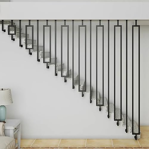 Corrimano in ferro battuto in metallo con kit di installazione, Palo di supporto per corrimano a forma di L per scale interne ed esterne, Ringhiere per corrimano a montaggio laterale per loft e ville(