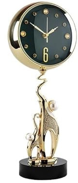 CALQYSH Orologio da Tavolo Orologio da Tavolo Creativo in Cristallo di Alta qualità, Decorazioni for Soggiorno, Orologio da scrivania con Ciondolo Sveglia analogica(Green)