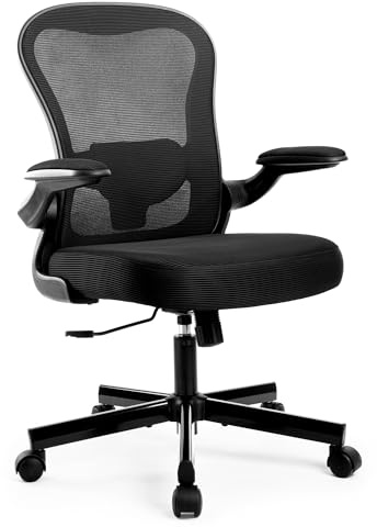 ALPHA HOME Bürostuhl Ergonomischer Schreibtischstuhl mit Lendenwirbelstütze | Höhenverstellbar, Bürostühle aus Netzgewebe mit Hochklappbaren Armlehnen, Schwingende Rückenlehne für das Home Office
