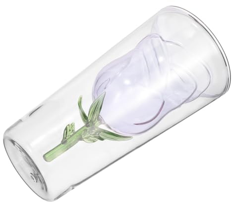 Healifty Verre à Double Couche Forme de Rose Verre à Cocktail Élégant pour Bar Fête et Maison Design Floral Décoratif Stable