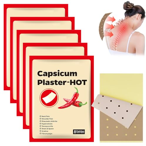 XPJBKC Patch Chauffant Dos, 40 Patchs Patch Anti Douleur aux Naturels à La Capsaïcine, 4 à 8 h, Décontractant Musculaire Efficace pour Dos, Épaules, Nuque
