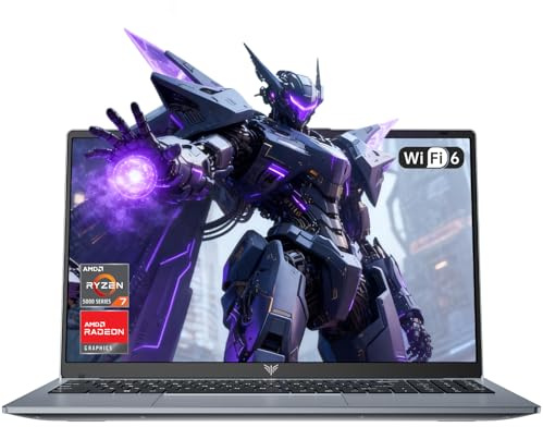 Tivique 15.6 Inch Gaming Laptop with Ryzen 7 5700U (Processor up to 4.3GHz) 8C/16T - 16GB RAM DDR4*2 + 1TB M.2 SSD, 1080 HD Display, HDMI, BT5.2, USB3.2,Type-C, Dual Speakers, 65W Fast Adapter, WiFi 6