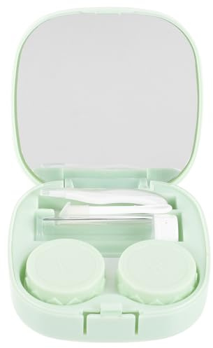 MOLUCKFU Étui Carré pour Lentilles de Contact Portable Miroir Vert | Boîte de Rangement Compacte, Plastique Résine, Étanche, pour Voyage et Activités Extérieures