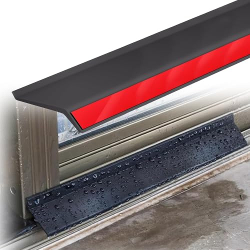 Parapioggia per Porte Autoadesivo 6M(19.68FT), Bordo Gocciolatoio Esterno Guarnizione Meteo Gomma, Nastro Barriera Acqua per Soglie Antigelo - Resistente e Durevole(Size:55MM(2.16IN),Color:Nero)