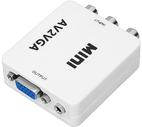 Akozon Mini Convertisseur Vidéo HD 1080P Adaptateur AV vers VGA – Connectez Votre Ordinateur au Téléviseur, Aucun Logiciel Nécessaire, Design Compact avec Câble de Données
