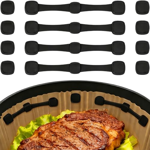 FURNSII Magnet för Airfryer Papper, 12 Pack Magneter för Att Fixera Air Fryer Bakpapper, Silikon Magnet BPA-Fri Magnetiska Tillbehör Kompatibel med Philips Ninja Luftfritös (Svart)