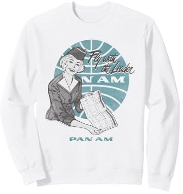 Pan Am Fly with the Leader Illustration Retro Airline Ad Sweatshirt
