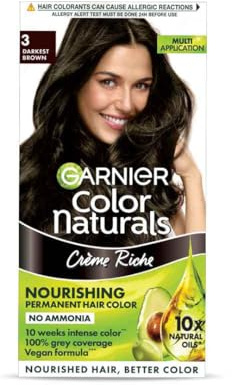 Garnier Color Naturals Nourishing Permanent Hair Colour Cream - Darkest Brown 3 1 Set by Garnier