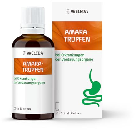 WELEDA Amara-Tropfen - Bittertropfen aus 9 Bitterstoff-Pflanzen - 50 ml | Für die Verdauung - Bitterstoff-Komplex Bitterkräuter bei Magen- & Darm-Beschwerden - Pflanzliche Magentropfen mit Löwenzahn