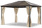 LECO Profi-Pavillon – Stabiler 3 x 3,65 m Gartenpavillon mit wasserdichtem Hardtop-Dach (Polycarbonat-Doppelstegplatten) und verschließbaren Seitenteilen - Natur