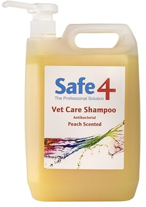 Safe4 Vet Care Animal Shampoo (Peach) 5L – Antimicrobial & Antifungal | Professional **pH Neutral**, High-Gloss Shine & Gentle Cleansing