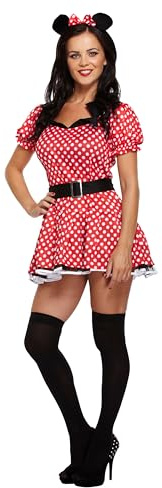 HENBRANDT Sexy Mouse Adult Fancy Dress Costume - Cute Red Polka Dot Minnie Style Outfit for Women's Halloween Party Cosplay & Theme Events, One Size