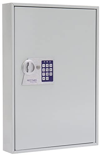 Rottner Key Cabinet S 50 with Electronic Lock, Light Grey, 50 Key Tags for Free, Mounting Material Included